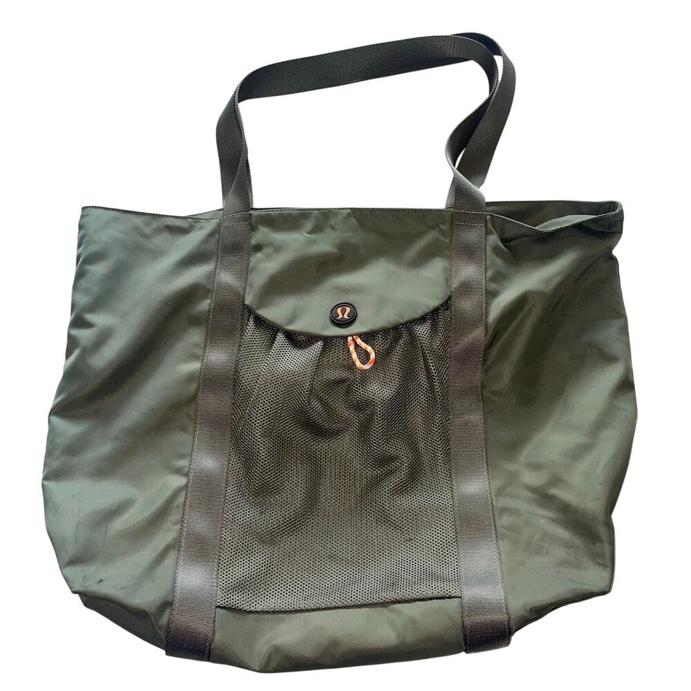 Lululemon Army Green Take it On Tote Nylon Gym Workout Bag